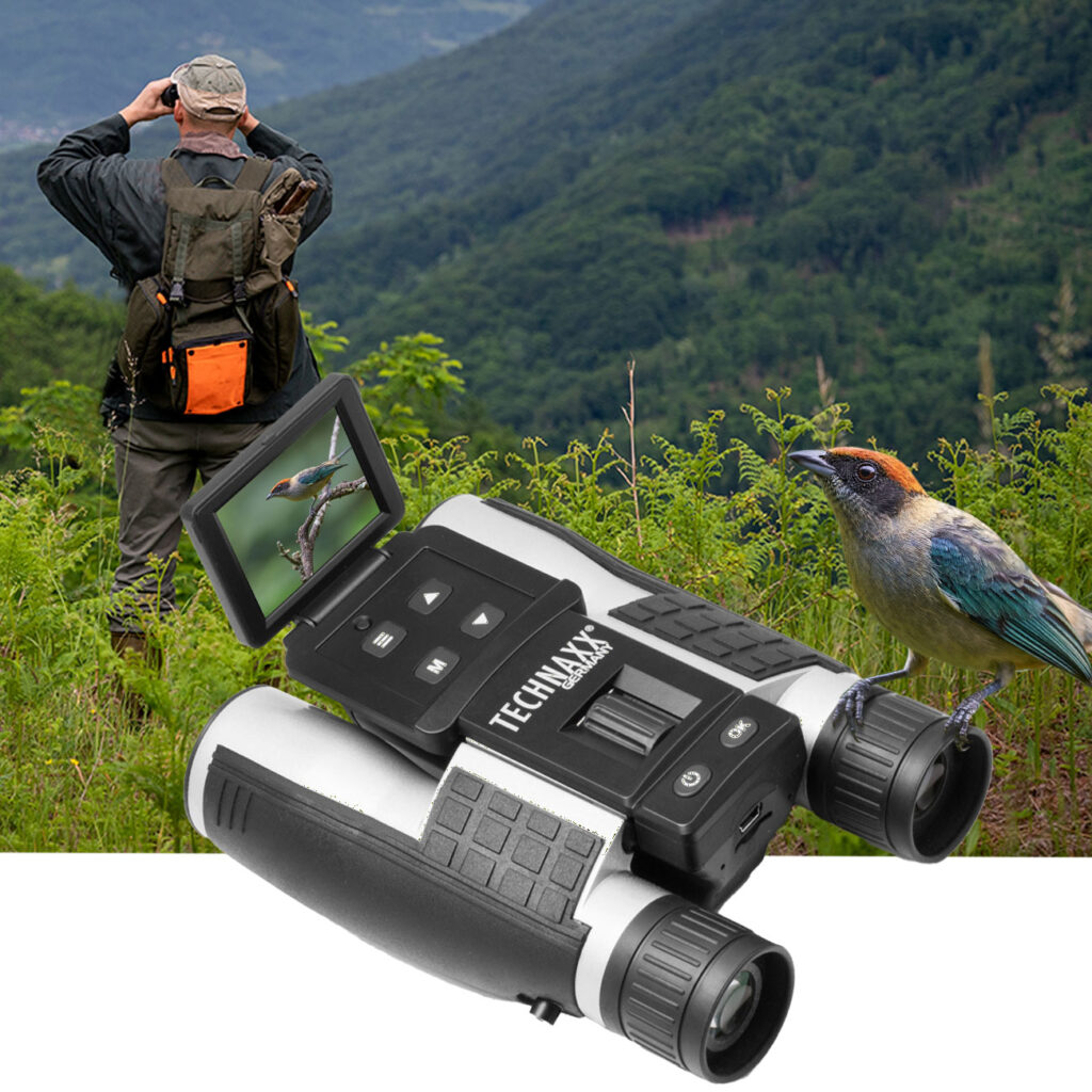 Full-HD- Fernglas mit Display, integrierter Akku, mit USB Kabel