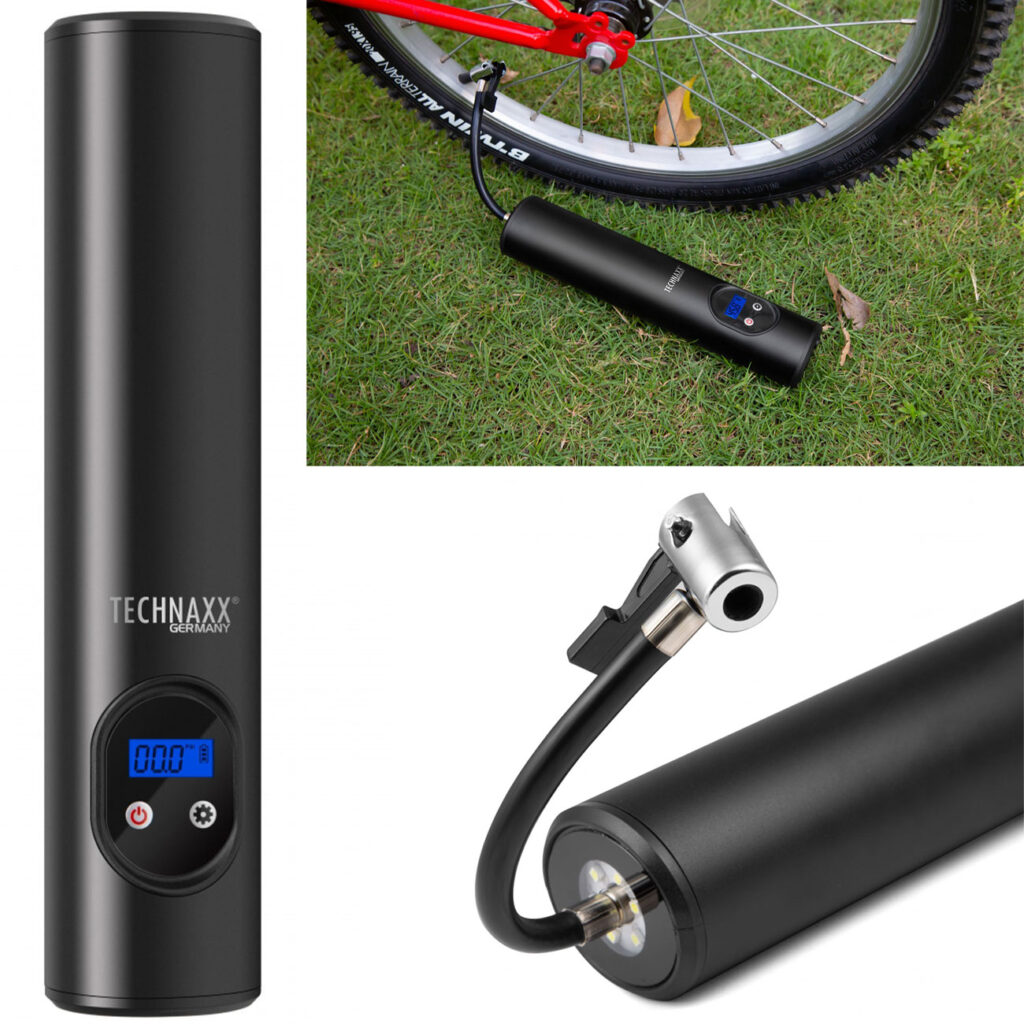 Akku-Kompressor-Luftpumpe für Reifen, Bälle u.v.m., Digitale Anzeige, 6000mA LED Leuchte