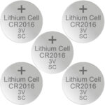 5er-Set Lithium-Knopfzelle CR2016, 3V / 90mAh