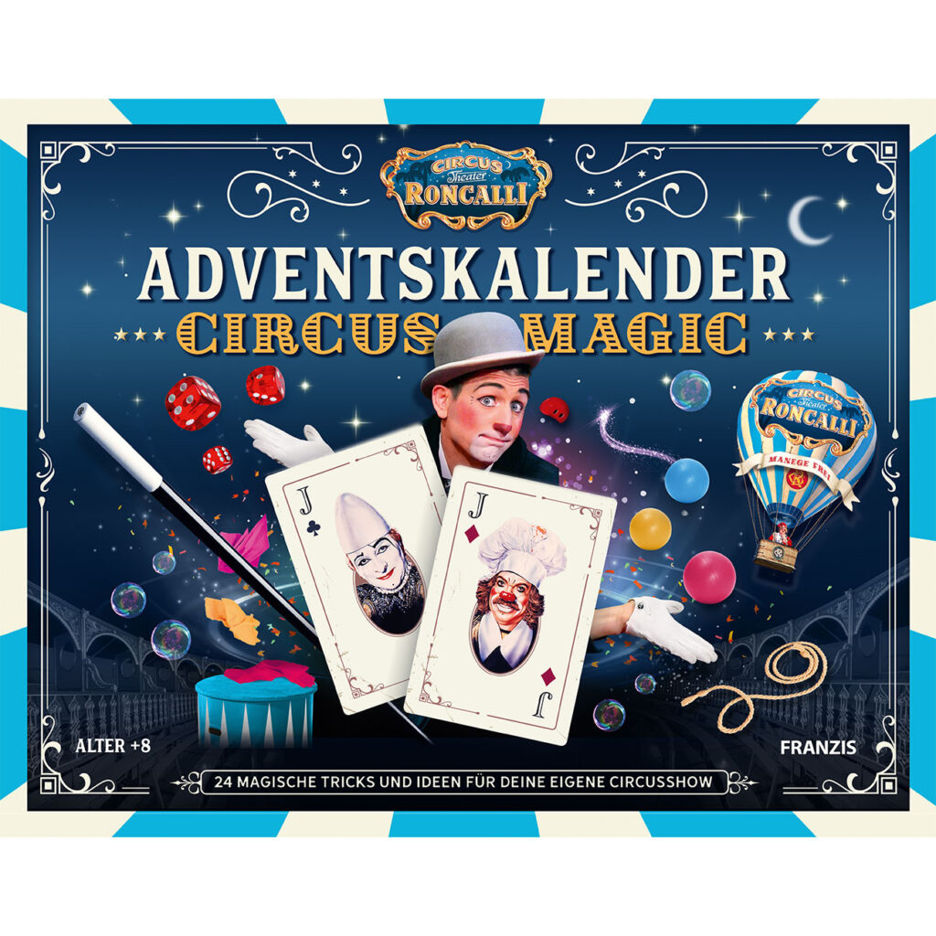 Magischer Adventskalender, 24 Zaubertricks, mit Zauberstab, Zauberseil, Clownsnase