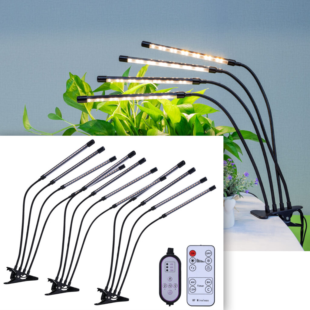 3er-Set Vollspektrum LED-Pflannlampe mit 4 Schwanenhälse, Dimmbar & Timerfunktion