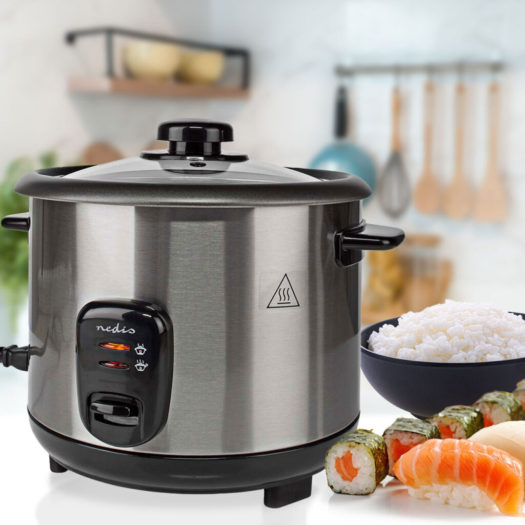Edelstahl Reiskocher, 1.5 l, 500 W, Antihaft-Beschichtung, Abschaltautomatik