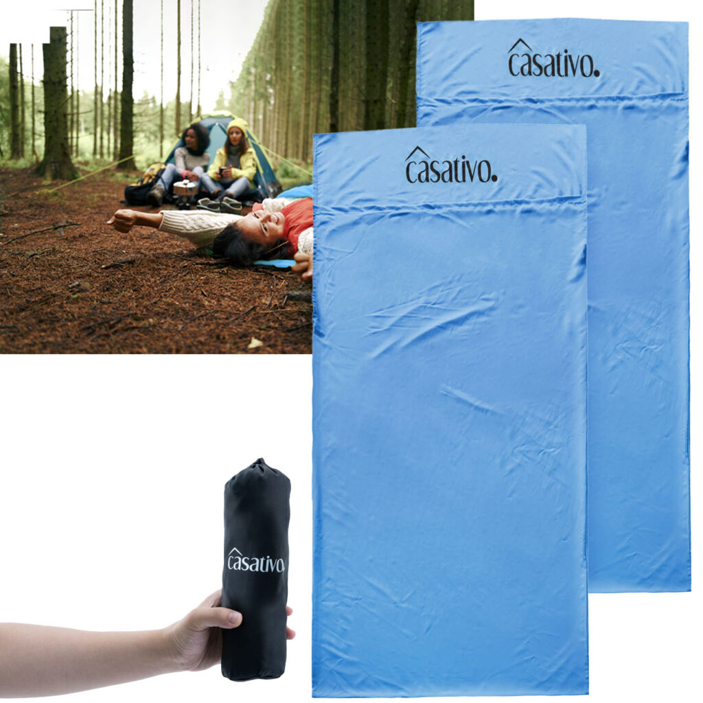 2er-Set Ultraleichter Hüttenschlafsack aus atmungsaktiver Mikrofaser