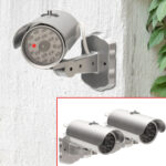 2er-Set Überwachungskamera Attrappe Bewegungssensor & rotem Blinklicht, Batteriebetrieb