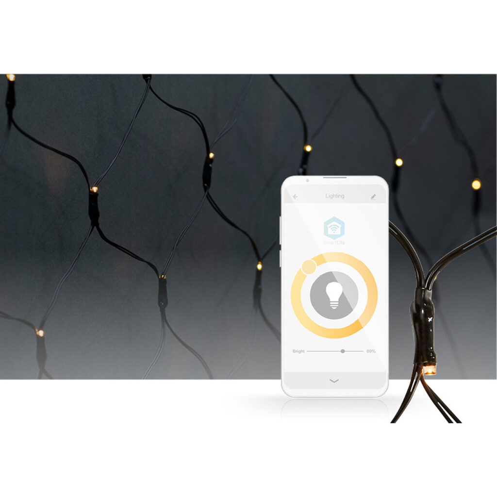 WLAN LED Lichternetz, 400 LEDs, dimmbar, 7 Lichtmuster, IP65, 3 x 3 m