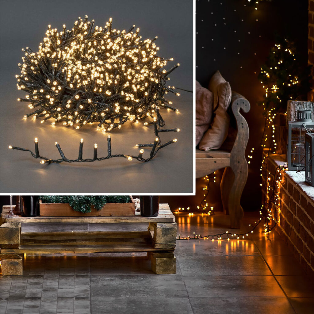 XL LED Lichterkette, 1200 LEDs, warmweiss, 7 Lichtmuster, IP44, 24 m