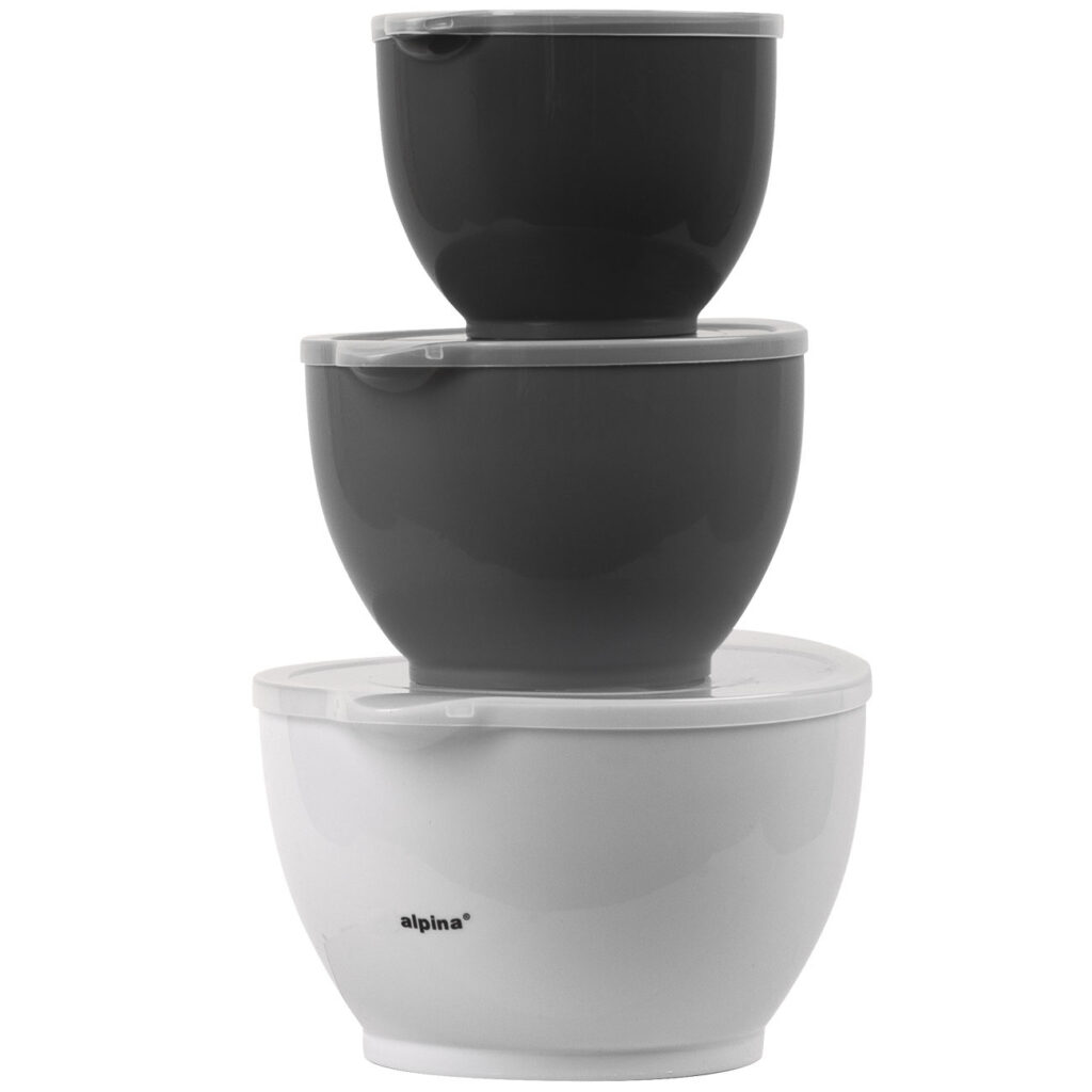 3er-Set Rührschüsseln mit Deckel, 1,2 L, 2 L und 3,4 L