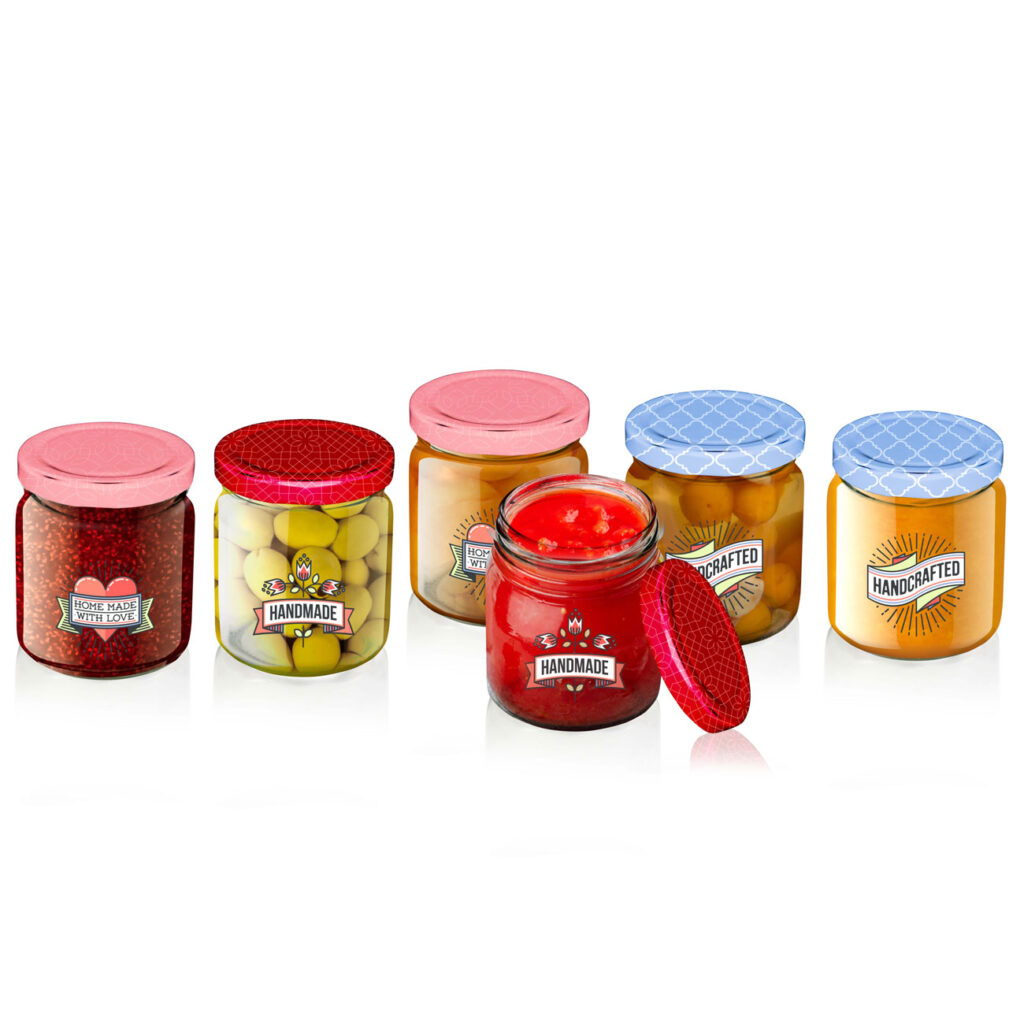 6er-Set bunte Einmachgläser mit Schraubverschluss, Ø 7cm