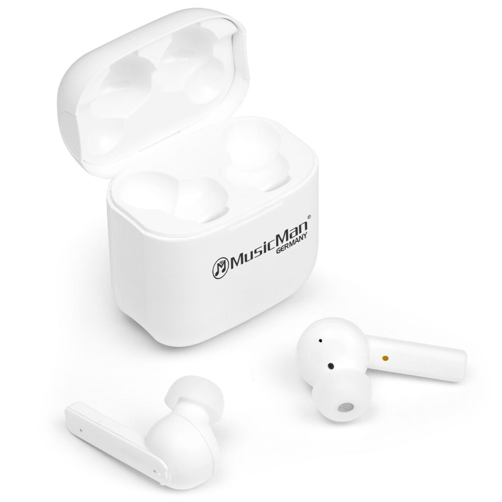 In-Ear-Kopfhörer, weiss, kabellos, ANC, Mikrofon, Multifunktionstasten, Bluetooth V5.0