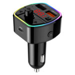 RGB FM Transmitter mit Bluetooth 5, Freisprecher, MP3, 2 USB-Ladeports