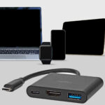 USB-C Hub, Multiport Adapter mit USB Typ-C, 4K@30Hz HDMI, USB-A, 5 Gbps, schwarz