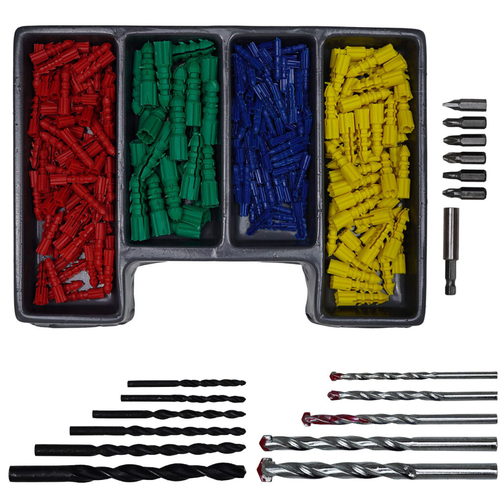Bohrer und Dübelsatz 300-tlg. Bohrer und Dübelsatz 300-tlg.