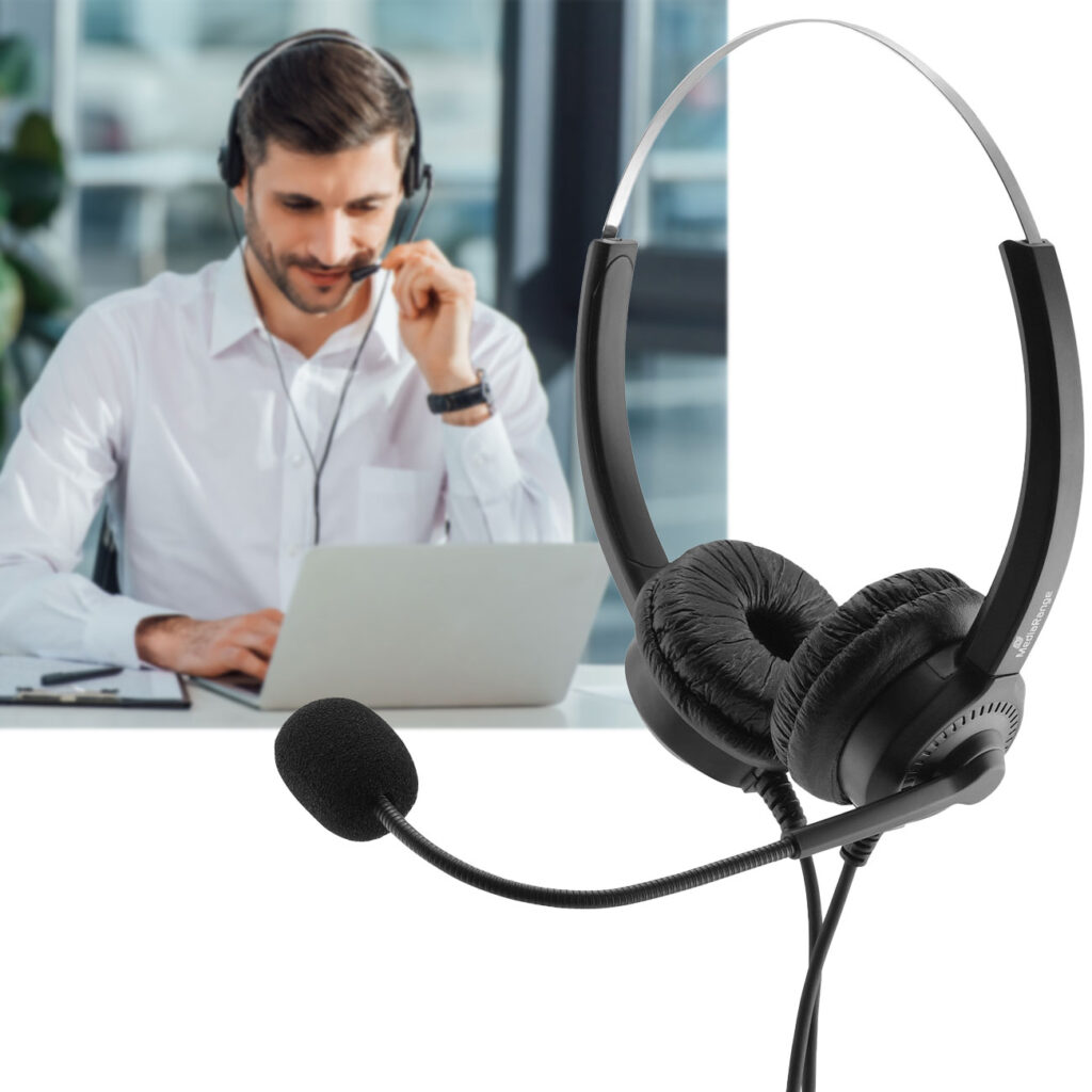 Stereo-Headset, mit Kabel und Mikrofon, USB-Anschluss, schwarz