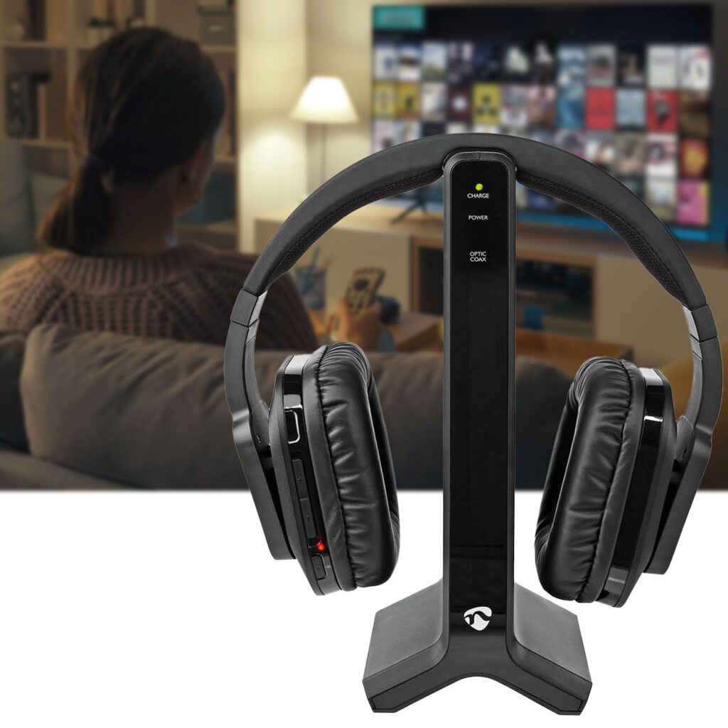 Kabelloser Fernsehkopfhörer, 25 m Reichweite, TV-Headphones mit Ladestation