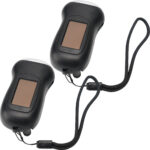 2er-Set Dynamo-Taschenlampe mit Solarpanel, 3 LEDs, 0,4 Watt, 20 Lumen, Akku