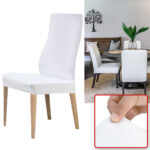 Stuhlbezug in weiss, 4er-Set aus Stretch mit Lehnenbezug, OEKO-TEX Standard 100