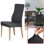 Stuhlbezug in schwarz, 4er-Set aus Stretch mit Lehnenbezug, OEKO-TEX Standard 100