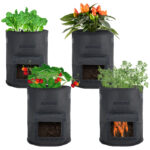 XL-Pflanzen-Wachstumssäcke, 4er-Set, mit Tragegriffen und Sichtfenster, je 38 l