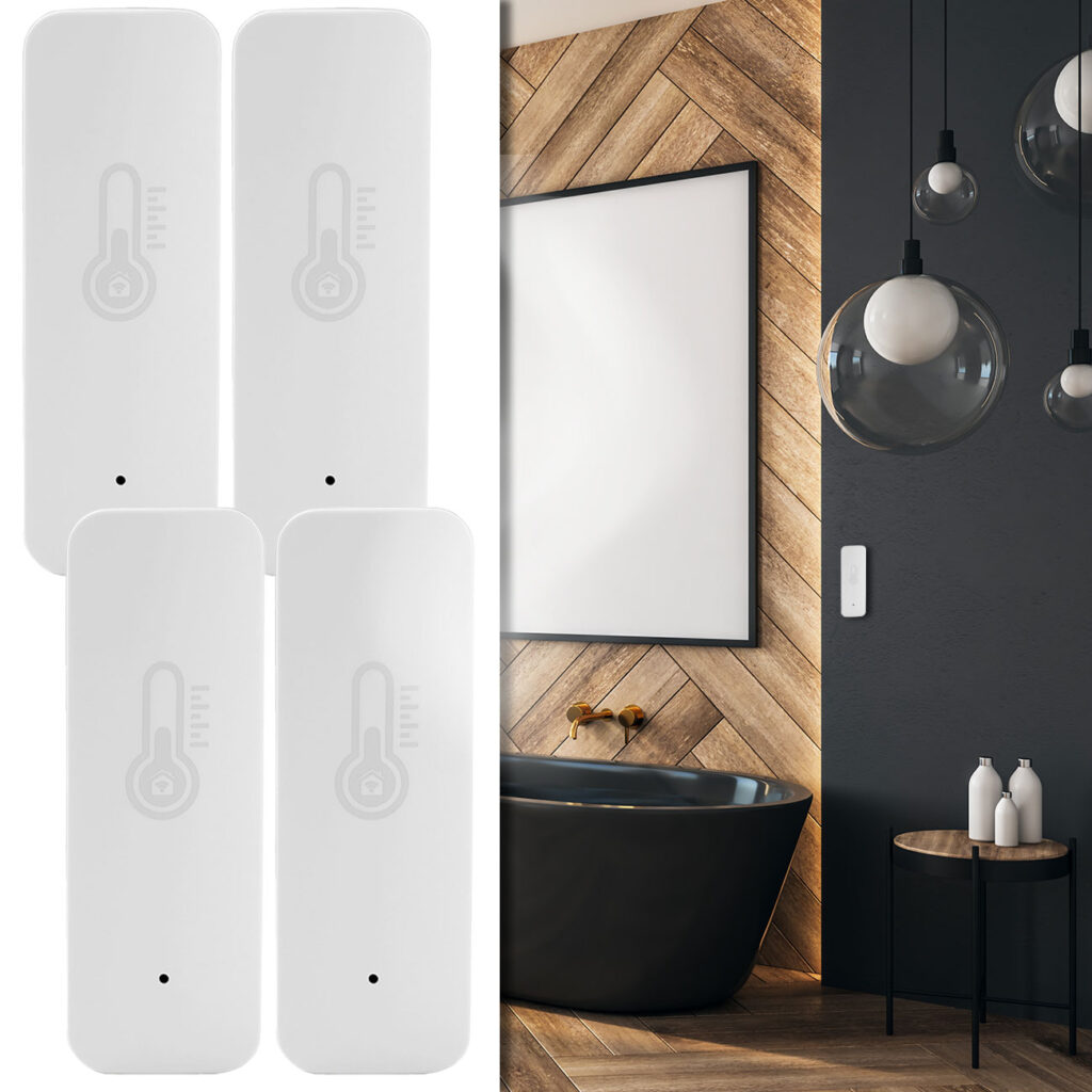 4er-Set Smarter Temperatur- & Luftfeuchtigkeits-Sensor mit Sprachsteuerung & App