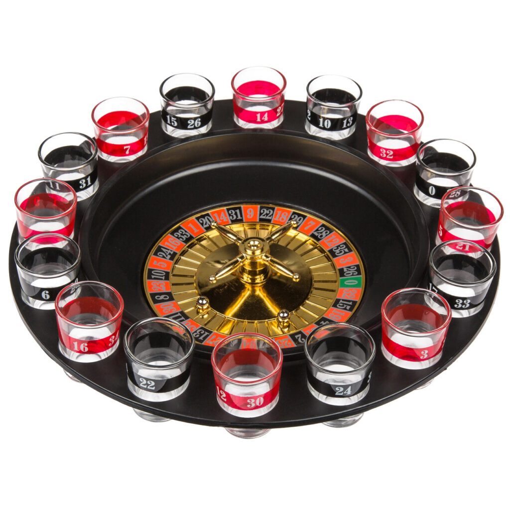 Roulette Trinkspiel mit 16 Gläsern