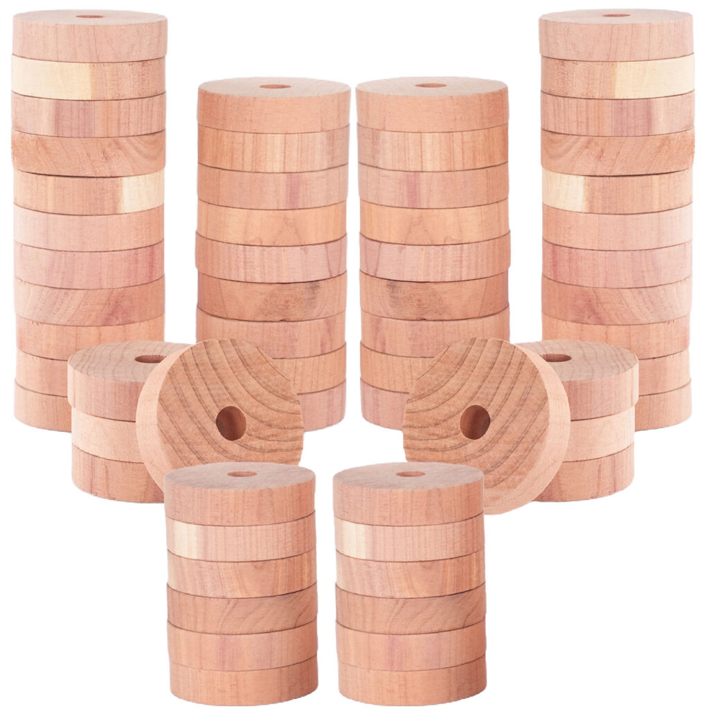 Mottenringe aus Zedernholz im 60er-Set Mottenringe aus Zedernholz im 60er-Set