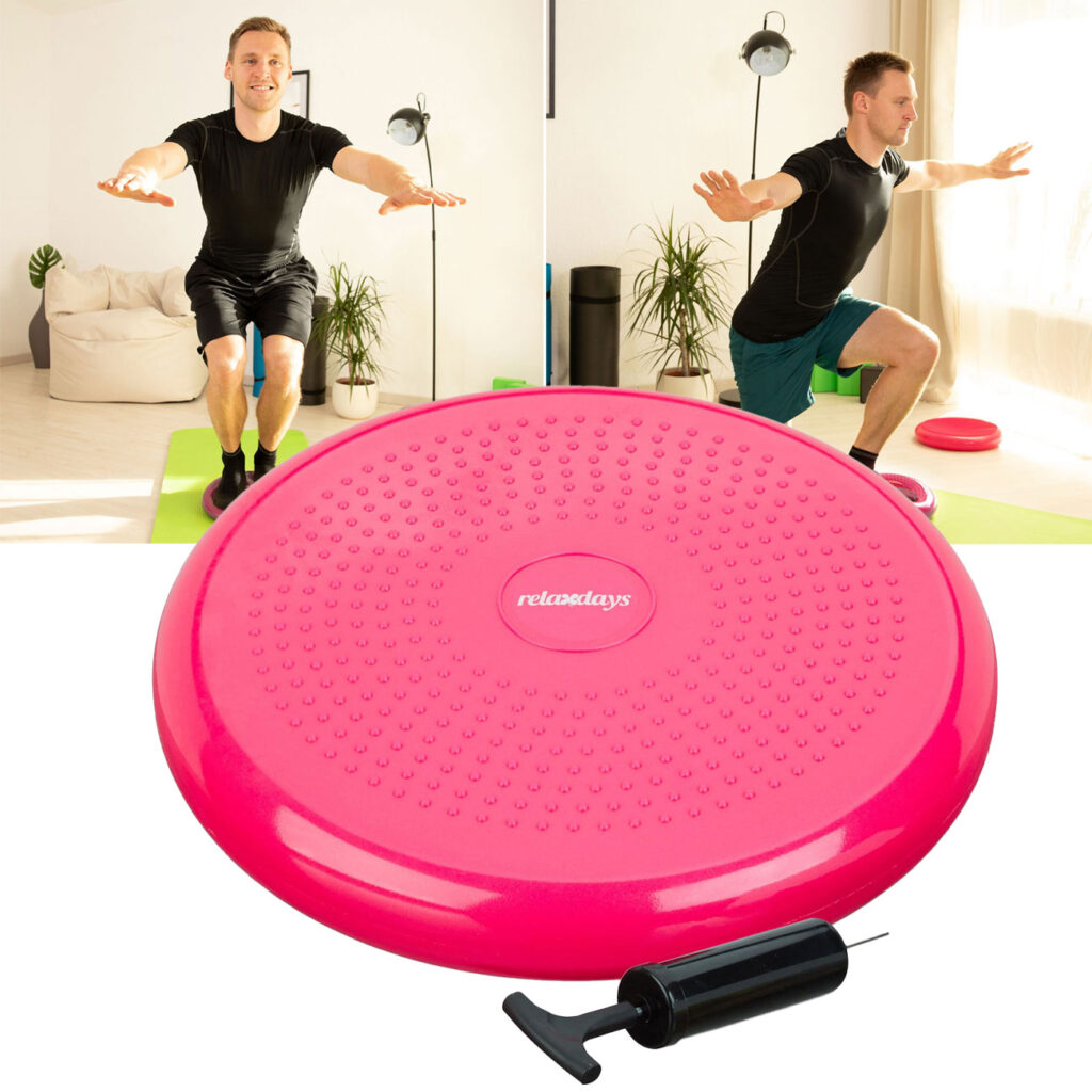 Balance Kissen, mit Luftpumpe, Noppen, pink,  Ø 33 cm