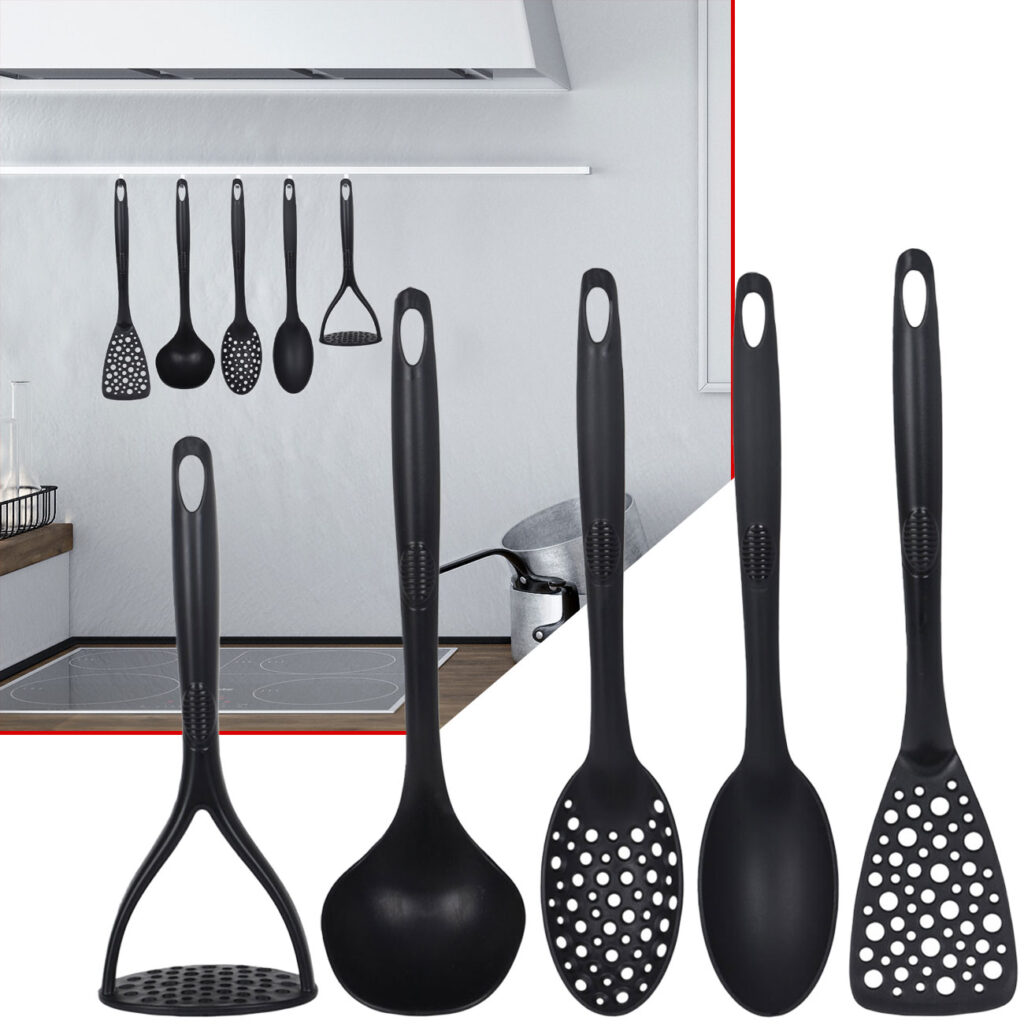 Küchenutensilien-Set, 5-teilig, schwarz