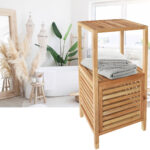 Badezimmerregal aus Walnussholz mit 3 Ablageböden, 39,5 x 35,5 x 86 cm Badezimmerregal aus Walnussholz mit 3 Ablageböden, 39,5 x 35,5 x 86 cm