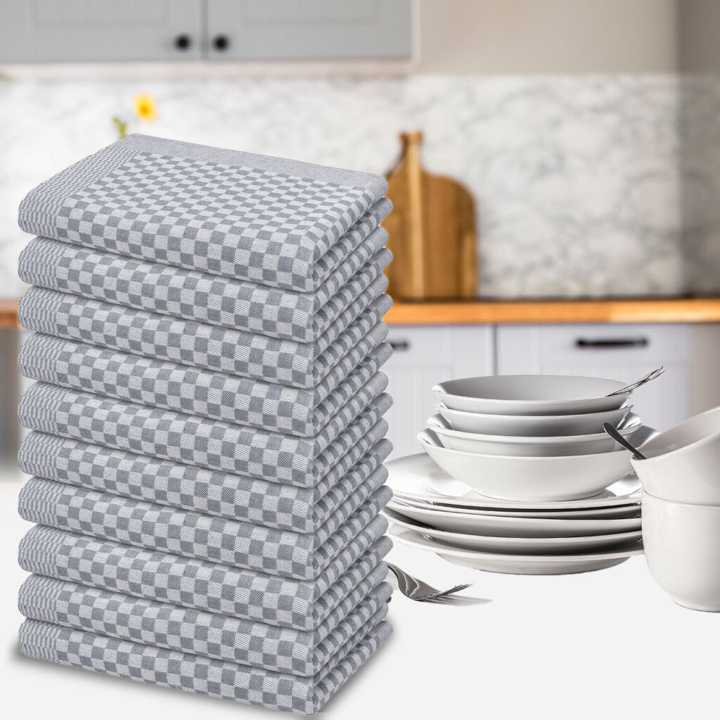 10er-Set Grubentücher, grau, Geschirrtücher 50 x 70 cm