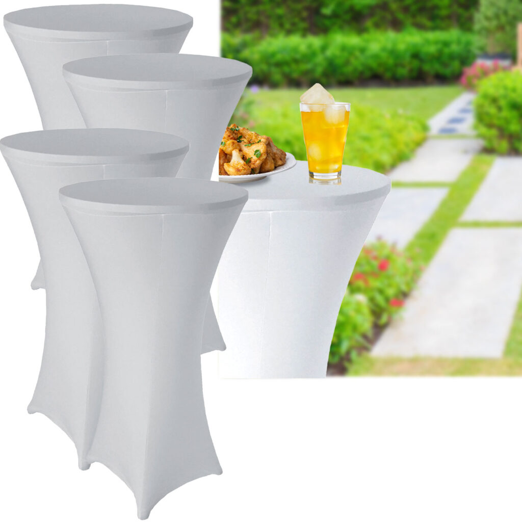 4er-Set Stehtischhusse, weiss für Tische bis 110cm, Ø 80cm