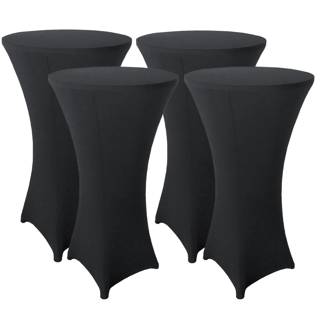 4er-Set Stehtischhusse, schwarz für Tische bis 110cm, Ø 80cm