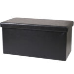 Faltbare Sitztruhe für 2 Personen, schwarz, Kunstleder