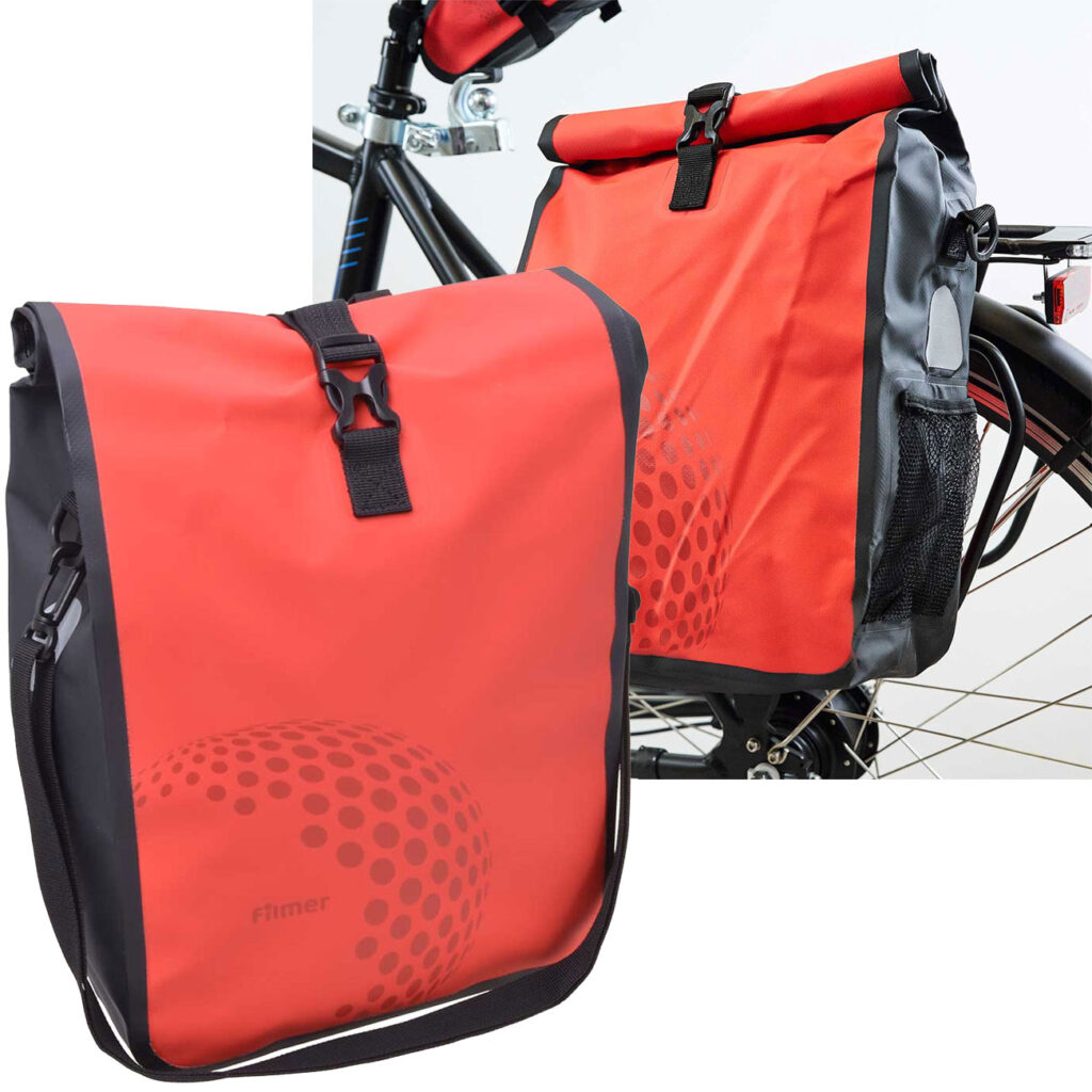 Velotasche für den Gepäckträger, wasserdicht, rot