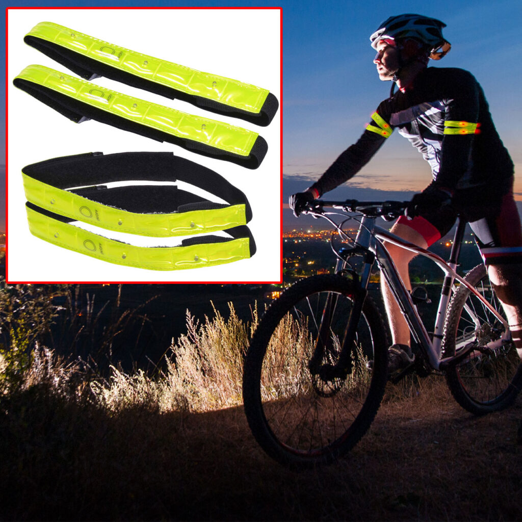 4er-Set LED-Reflektorband mit 4 roten Leuchten, 43 x 2,5 cm