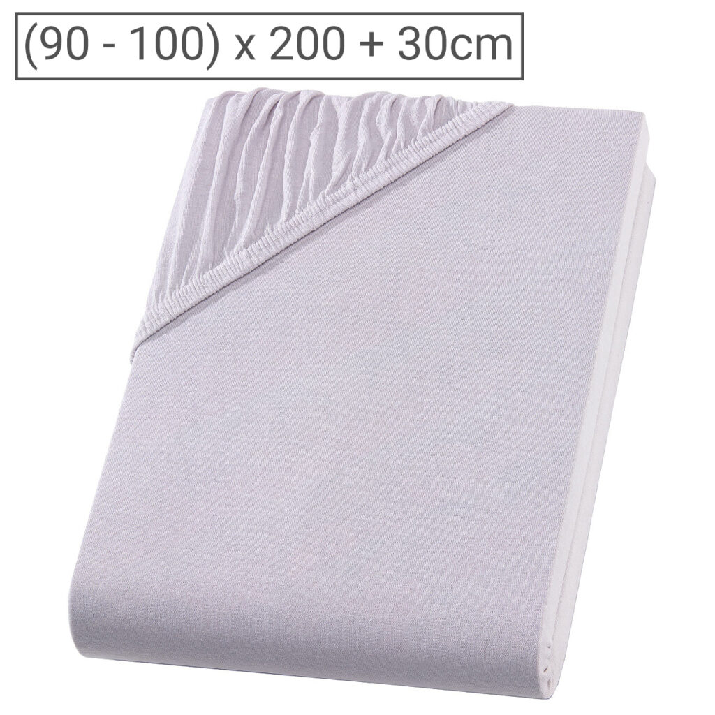 Einzelbett Premium Qualitäts-Jersey Fixleintuch, 100% Baumwolle, silber, 90 x 200 cm