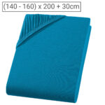 Doppelbett Premium Qualitäts-Jersey Fixleintuch, 100% Baumwolle, petrol, 160 x 200 cm