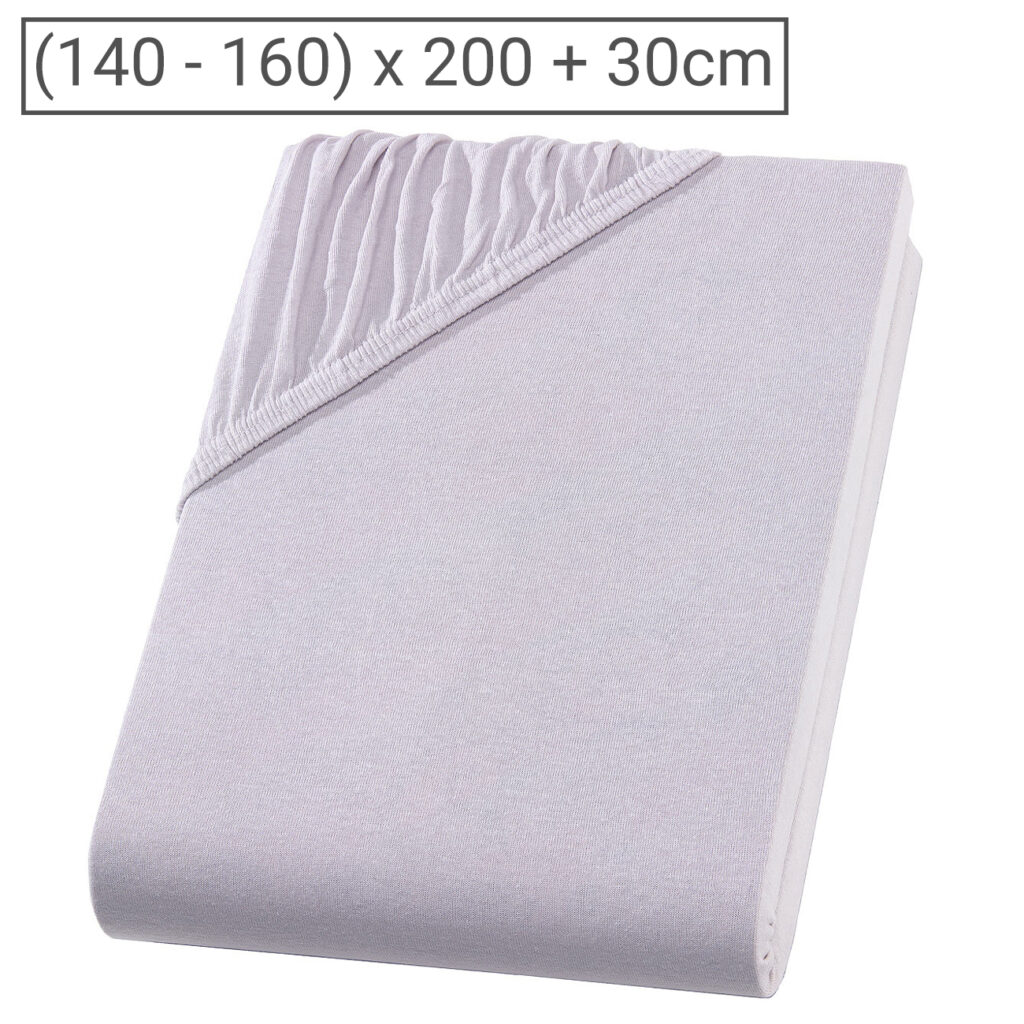 Doppelbett Premium Qualitäts-Jersey Fixleintuch, 100% Baumwolle, silber, 160 x 200 cm