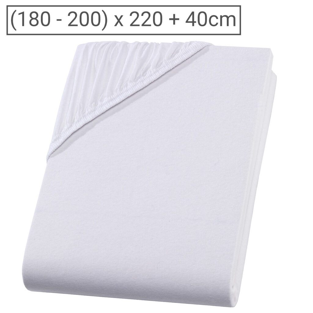 Wasserbett Premium Qualitäts-Jersey Fixleintuch, 100% Baumwolle, weiss, 200 x 220 cm