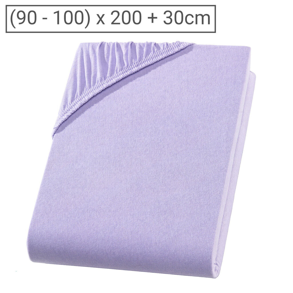 Einzelbett Qualitäts-Jersey Fixleintuch, 100% Baumwolle, flieder, 90 x 200 cm