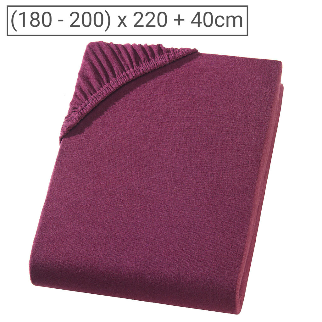 Übergrösse/Überlänge Qualitäts-Jersey Fixleintuch, 100% Baumwolle, bordeaux, 200 x 220 cm