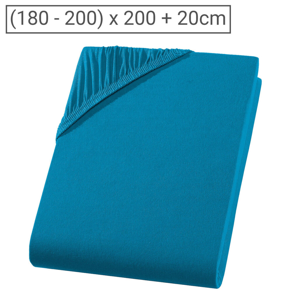Boxspringbett-Topper Übergrösse Qualitäts-Jersey Fixleintuch, petrol, 200 x 200 cm