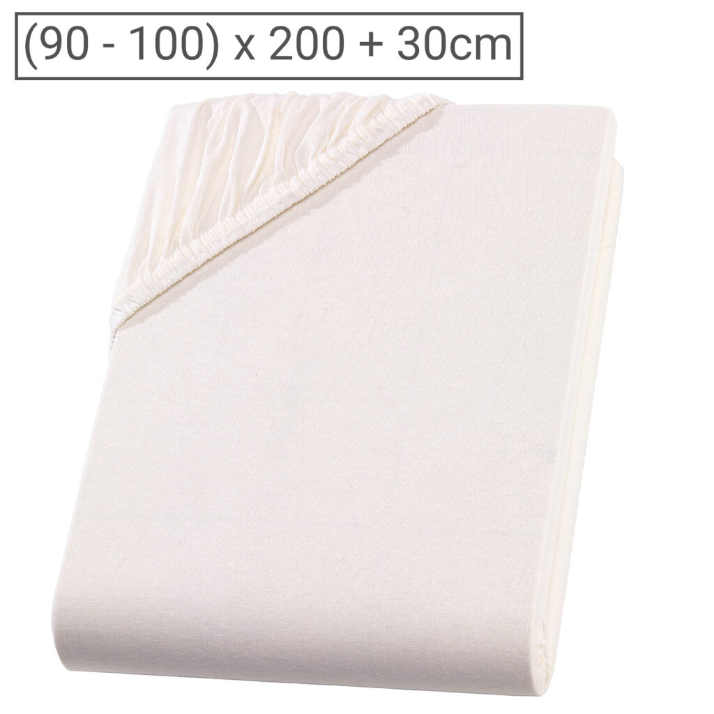 Einzelbett Premium Qualitäts-Jersey Fixleintuch, 100% Baumwolle, natur, 90 x 200 cm