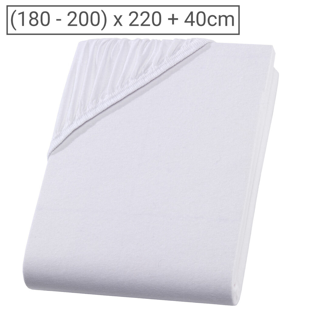 Wasser-/Boxspringbett Superb Qualitäts-Jersey Fixleintuch, weiss, 200 x 220 cm