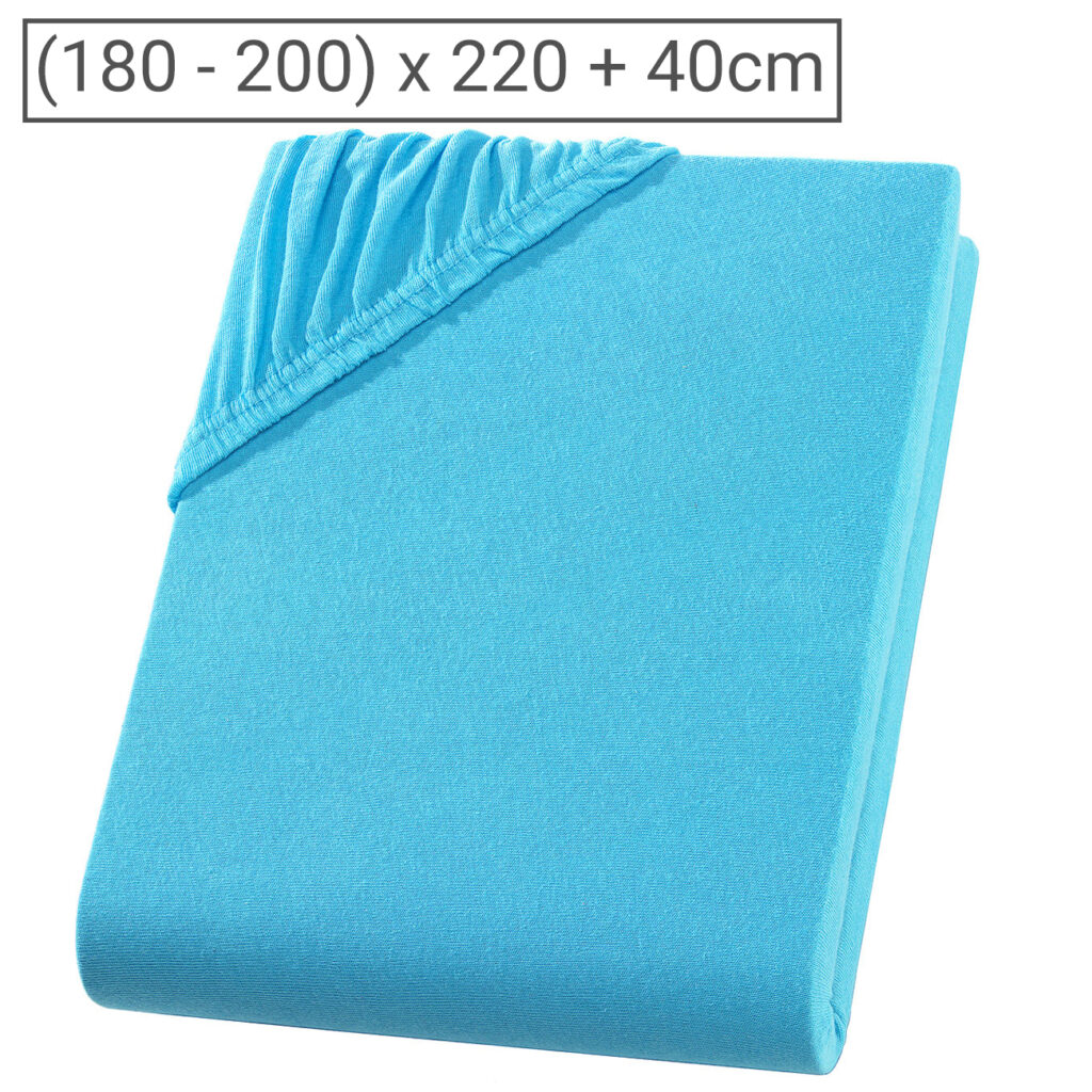 Wasser-/Boxspringbett Superb Qualitäts-Jersey Fixleintuch, türkis, 200 x 220 cm