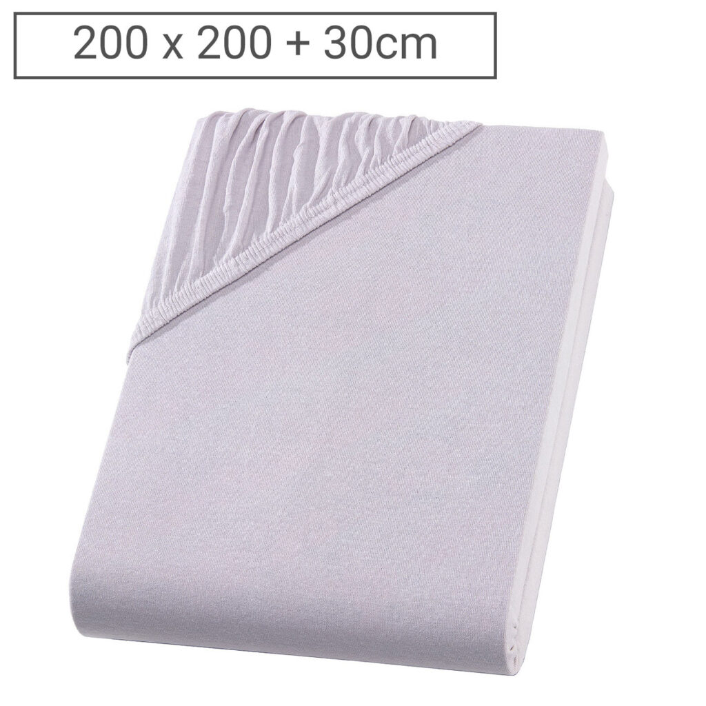 Übergrösse Qualitäts-Jersey Fixleintuch, 100% Baumwolle, silber, 200 x 200 cm