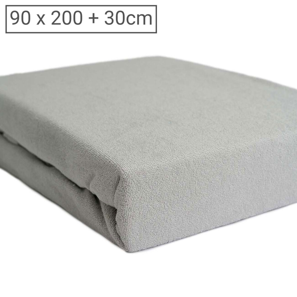 Einzelbett Luxus Frottee Fixleintuch, 80% Baumwolle, 20% Mikrofaser, silber, 90 x 200 cm