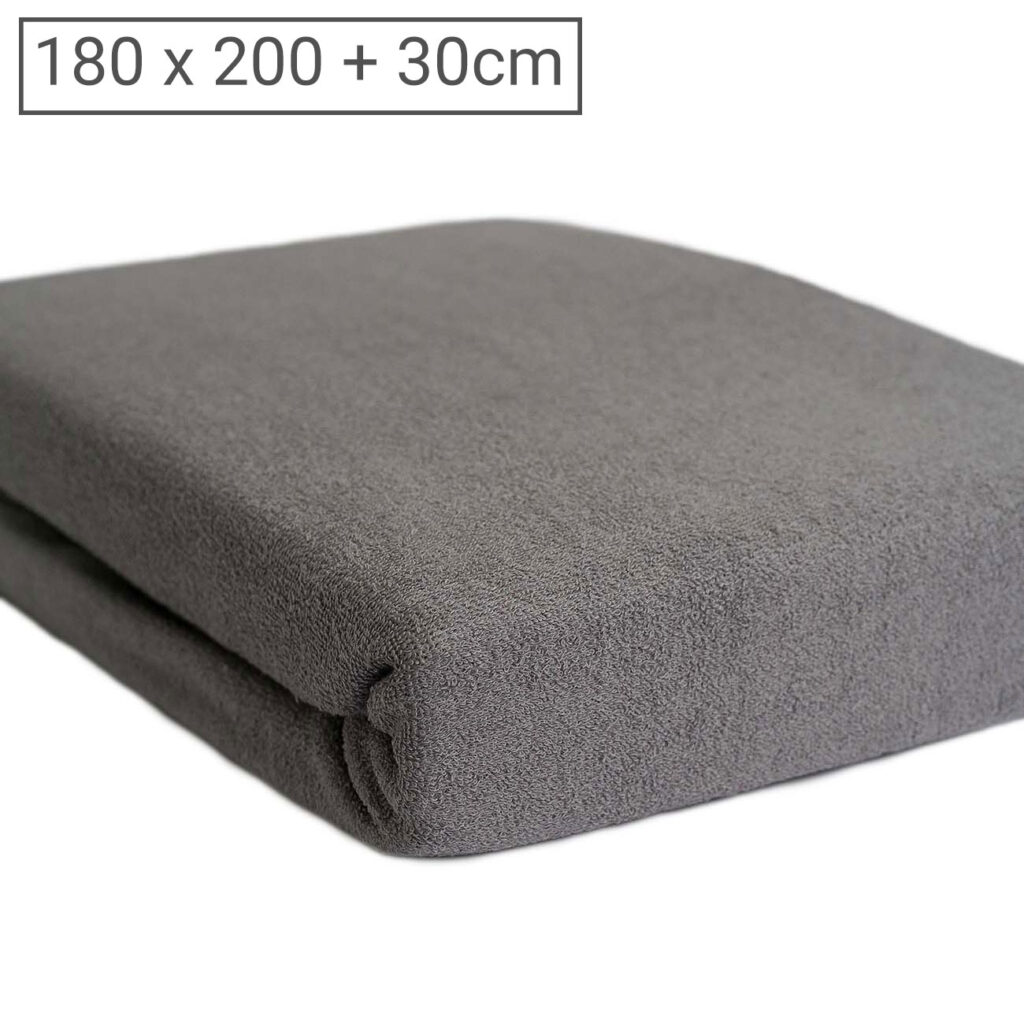 Übergrösse Luxus Frottee Fixleintuch, 80% Baumwolle, 20% Mikrofaser, grau, 180 x 200 cm