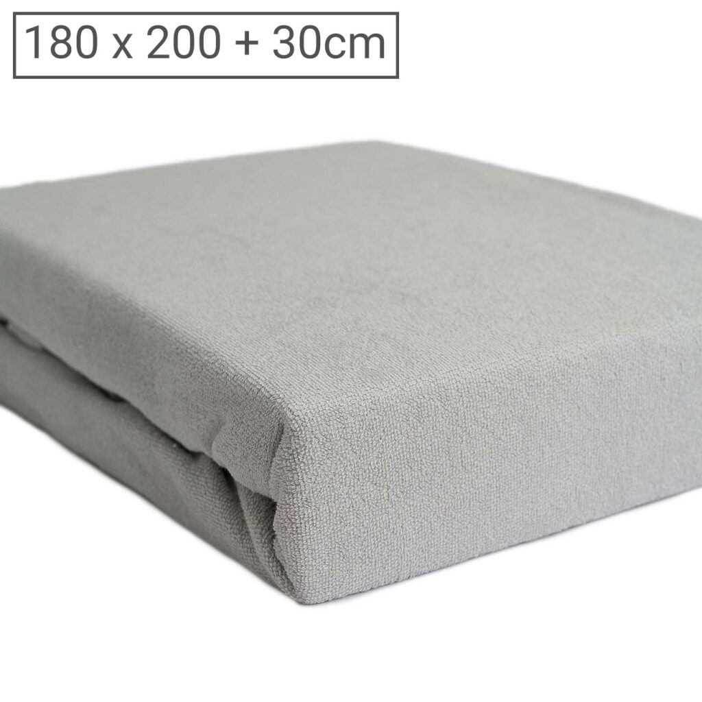 Übergrösse Luxus Frottee Fixleintuch, 80% Baumwolle, 20% Mikrofaser, silber, 180 x 200 cm