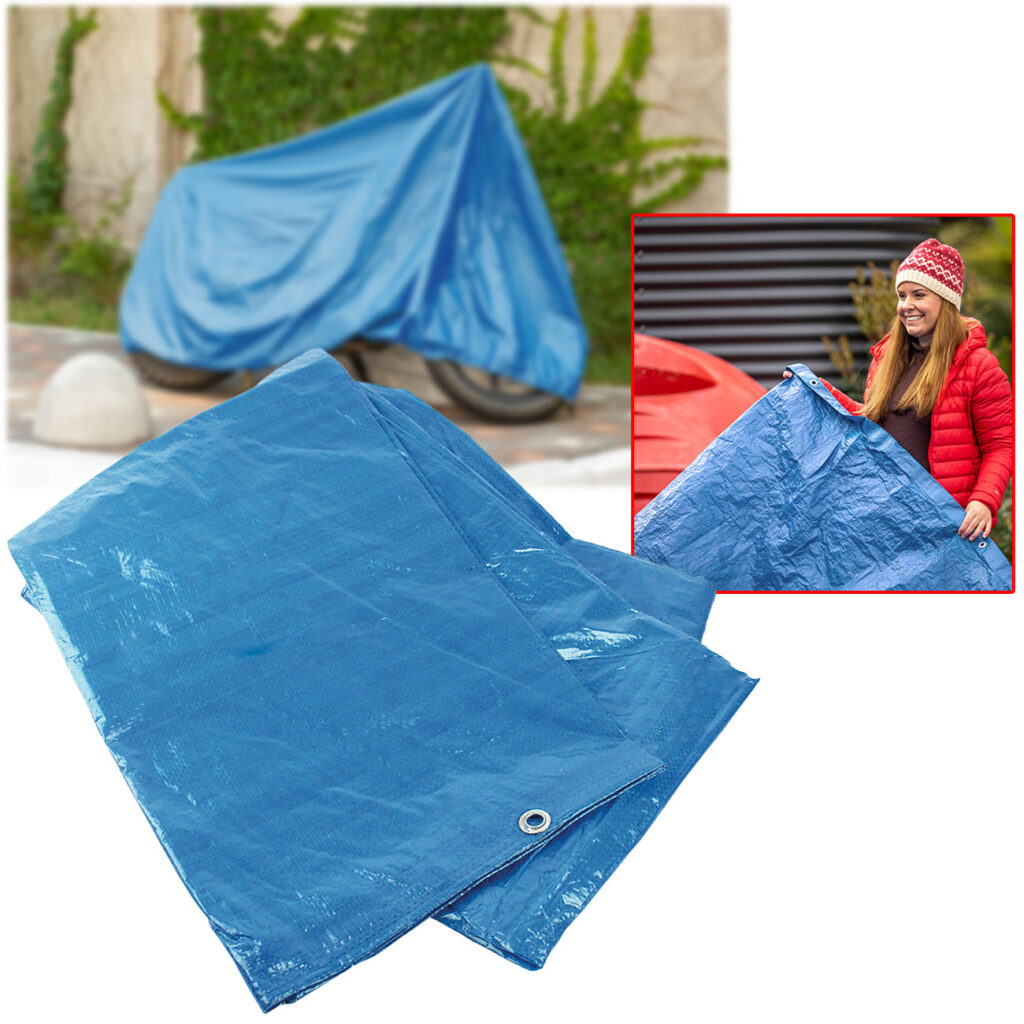 Abdeckplane mit stabilen Metallösen, blau, 3,5 x 4,8 m