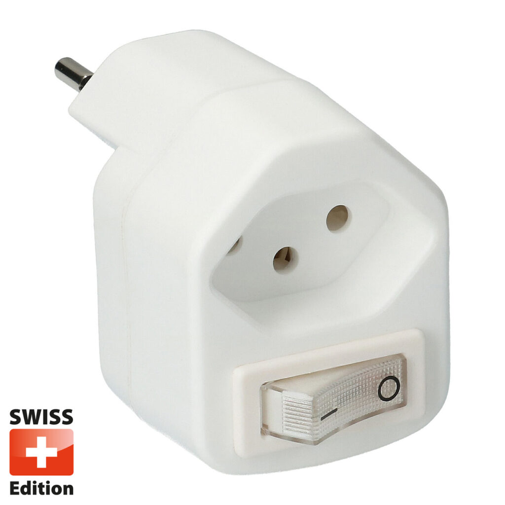 Stromspar-Steckeradapter mit Kinderschutz und Netzschalter Stromspar-Steckeradapter mit Kinderschutz und Netzschalter